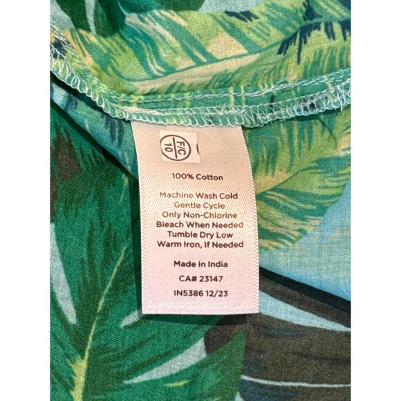 Talbots 100% Cotton Long Sleeve Green Floral Shirt 2X - Picture 4 of 4